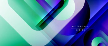 Çizgiler ve modern formlarla vektör geometrik arkaplan. Soyut yuvarlak şekiller, gölge ve ışık efektleri ile akışkan eğimli