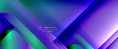 Çizgiler ve modern formlarla vektör geometrik arkaplan. Soyut yuvarlak şekiller, gölge ve ışık efektleri ile akışkan eğimli