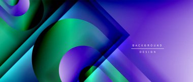 Çizgiler ve modern formlarla vektör geometrik arkaplan. Soyut yuvarlak şekiller, gölge ve ışık efektleri ile akışkan eğimli