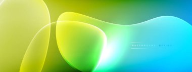 Vektör soyut arkaplan - sıvı kabarcıklar, gölgeler ve ışık efektleri ile sıvı gradyan şekiller. Metin için parlak tasarım şablonu