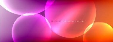 Vektör soyut arka plan sıvı baloncuk daireleri, gölgeler ve ışık efektleri ile sıvı gradyan. Metin için parlak tasarım şablonları