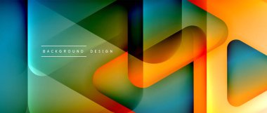 Üçgen geometrik soyut arkaplanı şekillendirir. Üç boyutlu gölge efektleri ve sıvı eğimleri. Metin mesajınız için modern üstüste bindirme formları duvar kağıdı