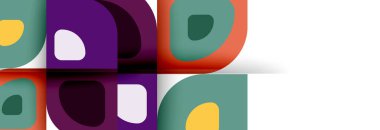 Soyut yuvarlak şekiller ve gölge efektleri tekrarlanan vektör modern geometrik arkaplan kümesi