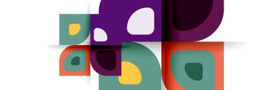 Soyut yuvarlak şekiller ve gölge efektleri tekrarlanan vektör modern geometrik arkaplan kümesi