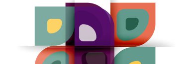 Soyut yuvarlak şekiller ve gölge efektleri tekrarlanan vektör modern geometrik arkaplan kümesi