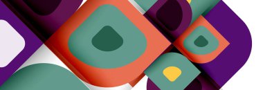 Soyut yuvarlak şekiller ve gölge efektleri tekrarlanan vektör modern geometrik arkaplan kümesi