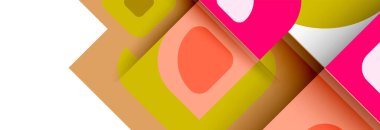 Soyut yuvarlak şekiller ve gölge efektleri tekrarlanan vektör modern geometrik arkaplan kümesi