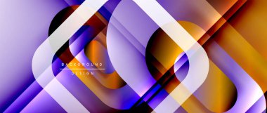 Çizgiler ve modern formlarla vektör geometrik arkaplan. Soyut yuvarlak şekiller, gölge ve ışık efektleri ile akışkan eğimli