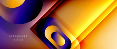 Çizgiler ve modern formlarla vektör geometrik arkaplan. Soyut yuvarlak şekiller, gölge ve ışık efektleri ile akışkan eğimli