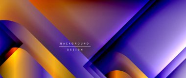 Çizgiler ve modern formlarla vektör geometrik arkaplan. Soyut yuvarlak şekiller, gölge ve ışık efektleri ile akışkan eğimli