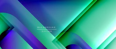 Çizgiler ve modern formlarla vektör geometrik arkaplan. Soyut yuvarlak şekiller, gölge ve ışık efektleri ile akışkan eğimli