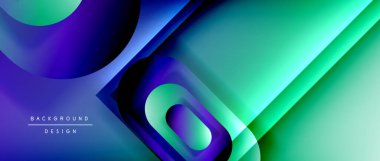 Çizgiler ve modern formlarla vektör geometrik arkaplan. Soyut yuvarlak şekiller, gölge ve ışık efektleri ile akışkan eğimli