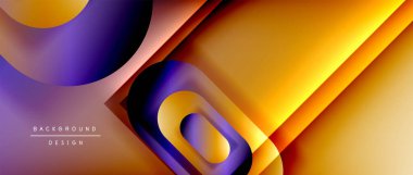 Çizgiler ve modern formlarla vektör geometrik arkaplan. Soyut yuvarlak şekiller, gölge ve ışık efektleri ile akışkan eğimli