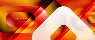 Çizgiler ve modern formlarla vektör geometrik arkaplan. Soyut yuvarlak şekiller, gölge ve ışık efektleri ile akışkan eğimli