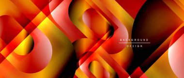 Çizgiler ve modern formlarla vektör geometrik arkaplan. Soyut yuvarlak şekiller, gölge ve ışık efektleri ile akışkan eğimli