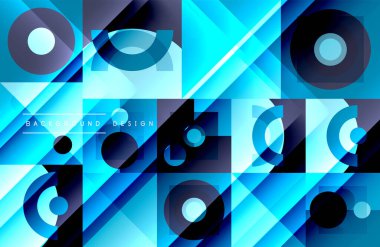 Neo memphis geometrik deseni daireler, kareler ve çizgilerle. Kapaklar, afişler, el ilanları ve posterler ve diğer şablonlar için pop sanatları soyut arka plan