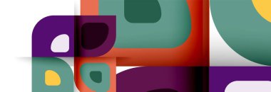 Soyut yuvarlak şekiller ve gölge efektleri tekrarlanan vektör modern geometrik arkaplan kümesi