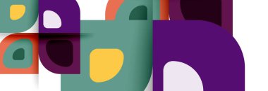 Soyut yuvarlak şekiller ve gölge efektleri tekrarlanan vektör modern geometrik arkaplan kümesi