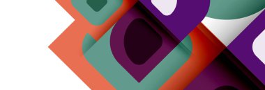 Soyut yuvarlak şekiller ve gölge efektleri tekrarlanan vektör modern geometrik arkaplan kümesi