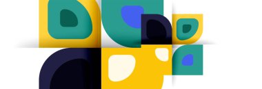 Soyut yuvarlak şekiller ve gölge efektleri tekrarlanan vektör modern geometrik arkaplan kümesi