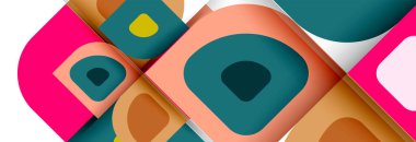 Soyut yuvarlak şekiller ve gölge efektleri tekrarlanan vektör modern geometrik arkaplan kümesi