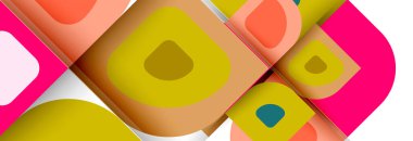 Soyut yuvarlak şekiller ve gölge efektleri tekrarlanan vektör modern geometrik arkaplan kümesi