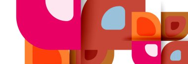 Soyut yuvarlak şekiller ve gölge efektleri tekrarlanan vektör modern geometrik arkaplan kümesi