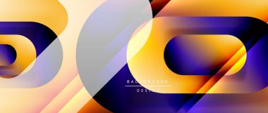 Çizgiler ve modern formlarla vektör geometrik arkaplan. Soyut yuvarlak şekiller, gölge ve ışık efektleri ile akışkan eğimli
