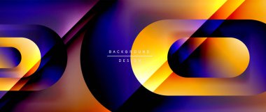 Çizgiler ve modern formlarla vektör geometrik arkaplan. Soyut yuvarlak şekiller, gölge ve ışık efektleri ile akışkan eğimli