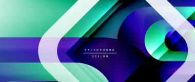 Çizgiler ve modern formlarla vektör geometrik arkaplan. Soyut yuvarlak şekiller, gölge ve ışık efektleri ile akışkan eğimli