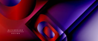 Çizgiler ve modern formlarla vektör geometrik arkaplan. Soyut yuvarlak şekiller, gölge ve ışık efektleri ile akışkan eğimli