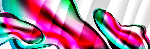 ベクトル抽象的な背景、金属、色のクイックシルバークロムの質感と色の輝き効果と液体スタイルのバブルを流れる — ストックベクタ