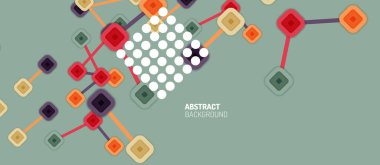 Soyut kare nokta bağlantıları, Duvar kağıdı, Banner, Arkaplan, Kart, Kitap İllüstrasyonu, iniş sayfası veya poster tasarımı için düz stil çok renkli geometrik arkaplan