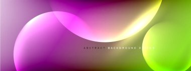 Vektör soyut arka plan sıvı baloncuk daireleri, gölgeler ve ışık efektleri ile sıvı gradyan. Metin için parlak tasarım şablonları