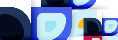 Soyut yuvarlak şekiller ve gölge efektleri tekrarlanan vektör modern geometrik arkaplan kümesi