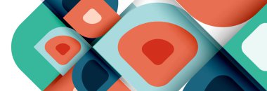 Soyut yuvarlak şekiller ve gölge efektleri tekrarlanan vektör modern geometrik arkaplan kümesi