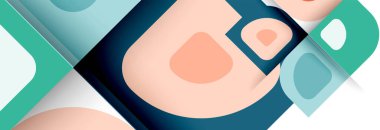 Soyut yuvarlak şekiller ve gölge efektleri tekrarlanan vektör modern geometrik arkaplan kümesi