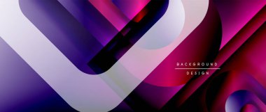 Çizgiler ve modern formlarla vektör geometrik arkaplan. Soyut yuvarlak şekiller, gölge ve ışık efektleri ile akışkan eğimli