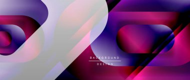 Çizgiler ve modern formlarla vektör geometrik arkaplan. Soyut yuvarlak şekiller, gölge ve ışık efektleri ile akışkan eğimli