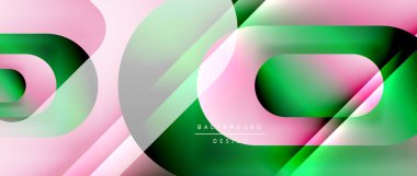 Çizgiler ve modern formlarla vektör geometrik arkaplan. Soyut yuvarlak şekiller, gölge ve ışık efektleri ile akışkan eğimli