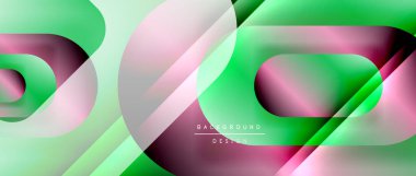 Çizgiler ve modern formlarla vektör geometrik arkaplan. Soyut yuvarlak şekiller, gölge ve ışık efektleri ile akışkan eğimli