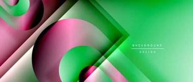 Çizgiler ve modern formlarla vektör geometrik arkaplan. Soyut yuvarlak şekiller, gölge ve ışık efektleri ile akışkan eğimli