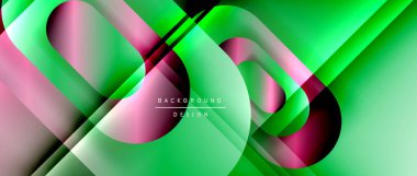 Çizgiler ve modern formlarla vektör geometrik arkaplan. Soyut yuvarlak şekiller, gölge ve ışık efektleri ile akışkan eğimli