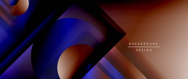 Çizgiler ve modern formlarla vektör geometrik arkaplan. Soyut yuvarlak şekiller, gölge ve ışık efektleri ile akışkan eğimli