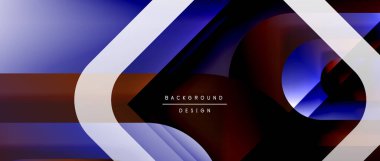 Çizgiler ve modern formlarla vektör geometrik arkaplan. Soyut yuvarlak şekiller, gölge ve ışık efektleri ile akışkan eğimli