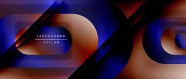 Çizgiler ve modern formlarla vektör geometrik arkaplan. Soyut yuvarlak şekiller, gölge ve ışık efektleri ile akışkan eğimli