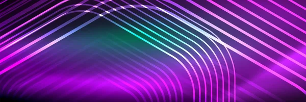 Leuchtende Neon-Linien, Streifen und Wellen, Technologie abstrakten Hintergrund. Trendige abstrakte Layoutvorlage für Business- oder Technologiepräsentation, Internet-Poster oder Web-Broschüre, Tapete — Stockvektor