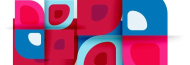 Soyut yuvarlak şekiller ve gölge efektleri tekrarlanan vektör modern geometrik arkaplan kümesi