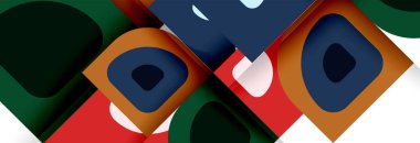 Soyut yuvarlak şekiller ve gölge efektleri tekrarlanan vektör modern geometrik arkaplan kümesi