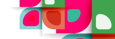 Soyut yuvarlak şekiller ve gölge efektleri tekrarlanan vektör modern geometrik arkaplan kümesi